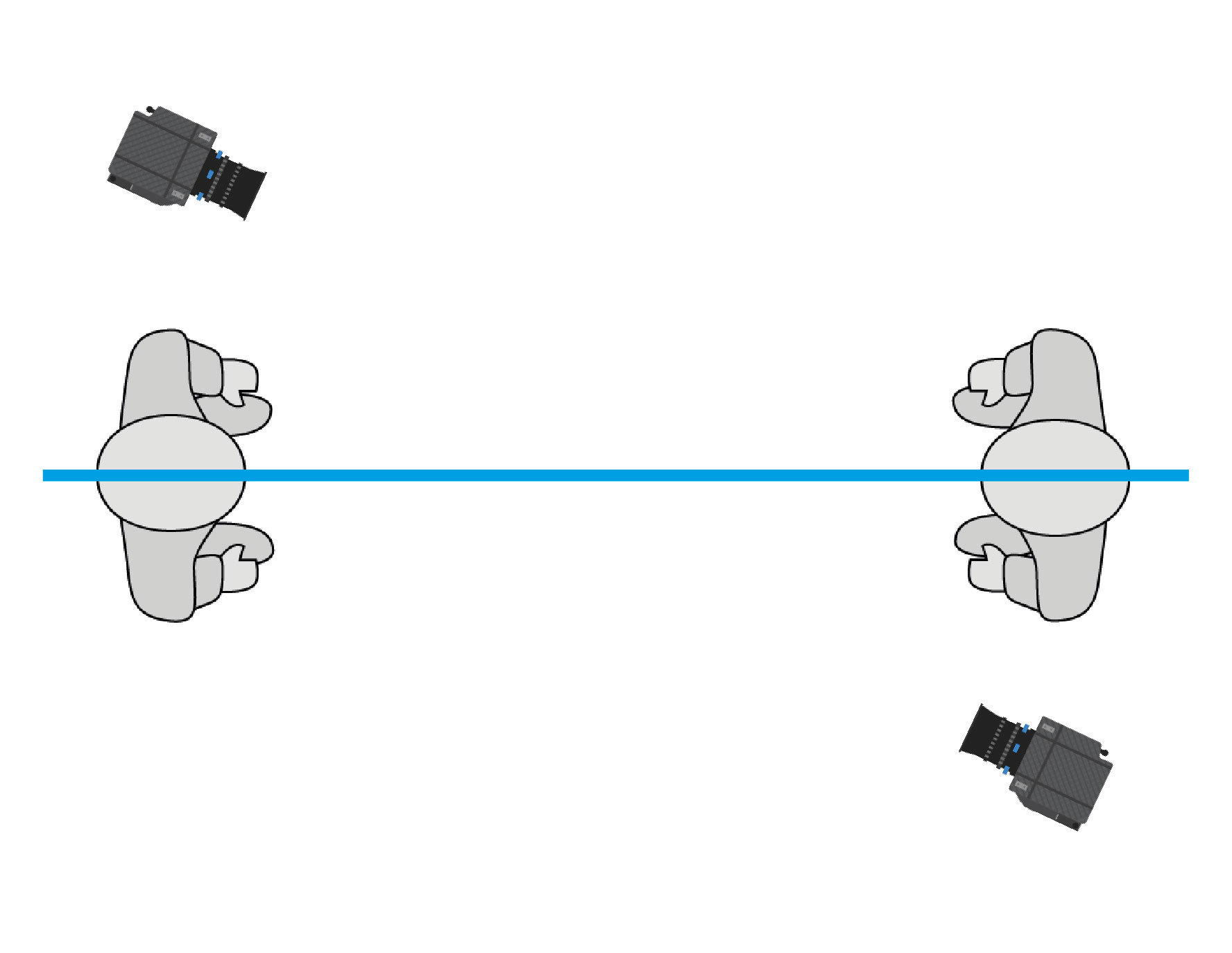 floorplan of a dialogue scene with broken 180 degree rule